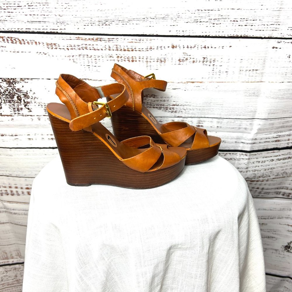Lauren Ralph Lauren brown 5" heel platform wedges size 7